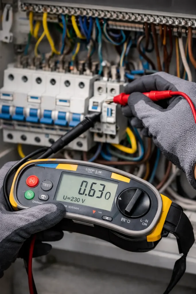 Cilpas tests fāze–nulle elektroinstalācijā, veicot elektrotehniskos mērījumus sadalnē